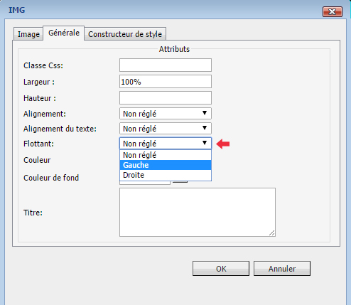 Flottant à gauche ou à droite